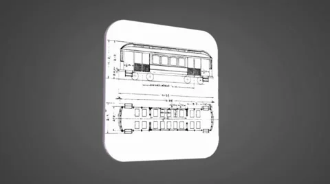 Vector Map intro - Old Train Wagon - Transition Blueprint - grey 01 Stock Footage 61963244