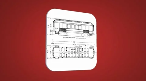 Vector Map intro - Old Train Wagon - Transition Blueprint - red 01 Stock Footage 61963247