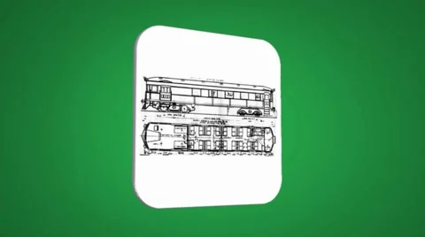 Vector Map intro - Old Wagon - Transition Blueprint - green 01 Stock Footage 61963385