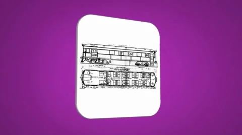 Vector Map intro - Old Wagon - Transition Blueprint - purple 01 Stock Footage 61963449