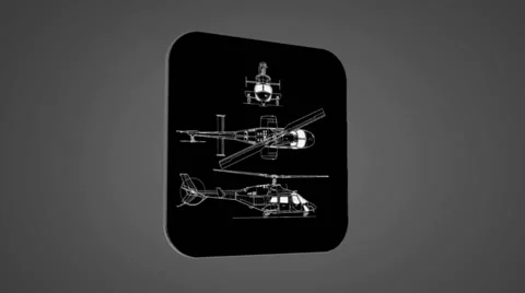 Vector Map intro - Rescue Helicopter - Transition Blueprint - grey 02 Stock Footage 62260049
