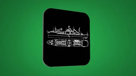 Vector Map intro - Ship - Transition Blueprint - green 02 Stock Footage 61963533