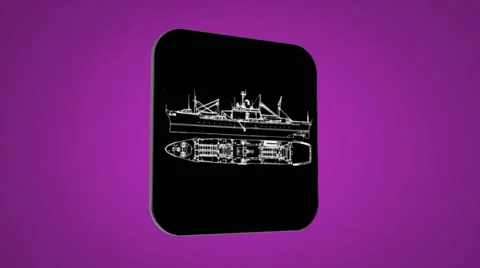 Vector Map intro - Ship - Transition Blueprint - purple 02 Stock Footage 61963534