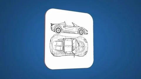 Vector Map intro - Sportscar  - Transition Blueprint - blue 01 Stock Footage 62260182