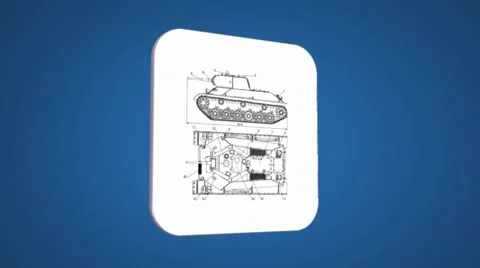 Vector Map intro - Tank - Transition Blueprint - blue 01 Stock Footage 62260550
