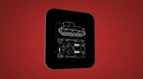 Vector Map intro - Tank - Transition Blueprint - red 02 Stock Footage 62260628