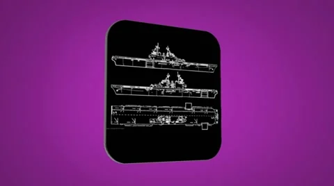 Vector Map intro - Three Ships - Transition Blueprint - purple 02 Stock Footage 61963646