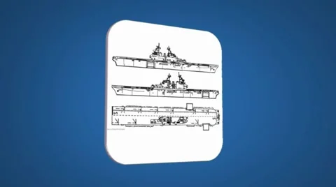 Vector Map intro - Three Ships - Transition Blueprint - blue 01 Stock Footage 61963834