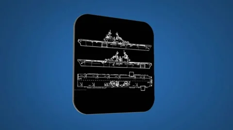 Vector Map intro - Three Ships - Transition Blueprint - blue 02 Stock Footage 61963838