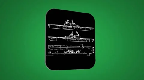 Vector Map intro - Three Ships - Transition Blueprint - green 02 Stock Footage 61963840
