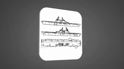 Vector Map intro - Three Ships - Transition Blueprint - grey 01 Stock Footage 61963842