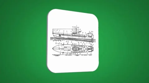 Vector Map intro - Transport boat - Transition Blueprint - green 01 Stock Footage 61963696