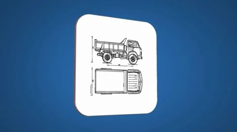 Vector Map intro - Truck  - Transition Blueprint - blue 01 Stock Footage 62260713