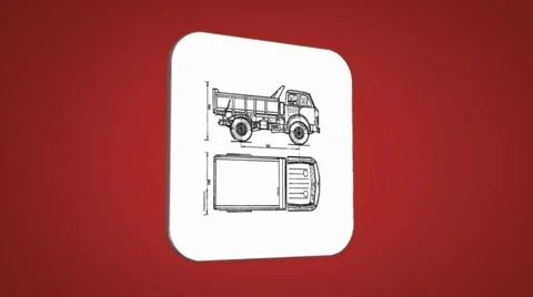 Vector Map intro - Truck  - Transition Blueprint - red 01 Stock Footage 62260795