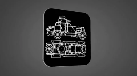 Vector Map intro - War Truck  - Transition Blueprint - grey 01 Stock Footage 62355182