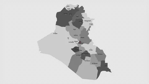 Vector map of Iraq with names of cities and with borders city Video stock 330713006