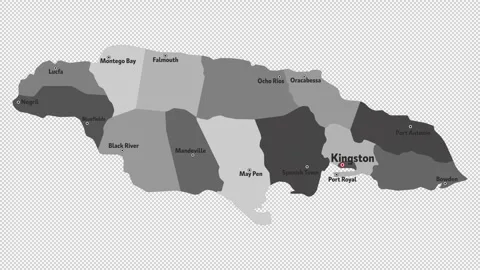 Vector map of Jamaica with names of cities and with borders city Stock Footage 331137785