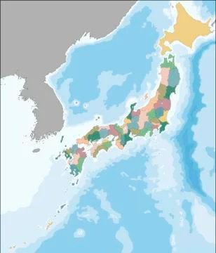 Vector map of Japan divided into 47 prefectures Stock Illustration