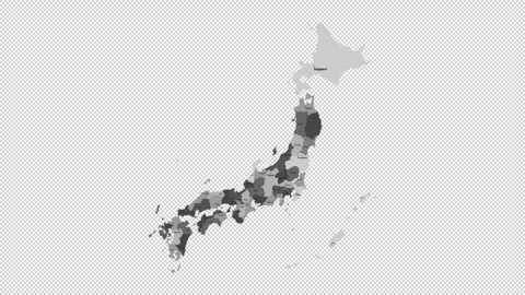 Vector map of Japan with names of cities and with borders city Video stock 329631924