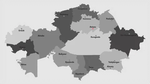 Vector map of Kazakhstan with names of cities and with borders city Stock Footage 330267222