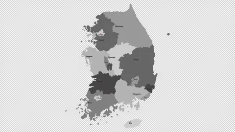 Vector map of Korea with names of cities and with borders city Stock Footage 330267186