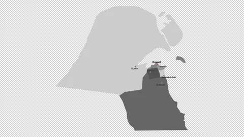 Vector map of Kuwait with names of cities and with borders city Stock Footage 330713008