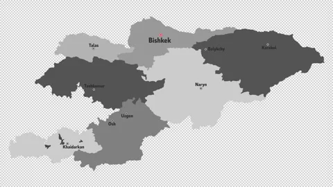 Vector map of Kyrgyzstan with names of cities and with borders city Stock Footage 331518409