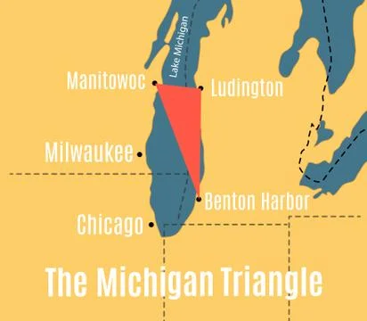 Vector map of the Lake Michigan Triangle Illustration