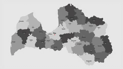 Vector map of Latvia with names of cities and with borders city Stock Footage 329631987