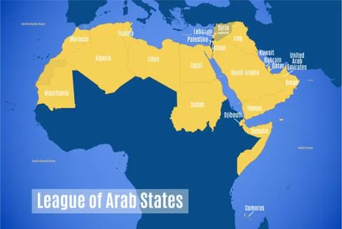 Vector map of the League of Arab States 스톡 일러스트