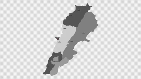 Vector map of Lebanon with names of cities and with borders city Stock Footage 331518413