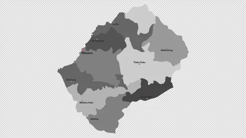 Vector map of Lesotho with names of cities and with borders city Stock Footage 331137786