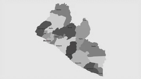Vector map of Liberia with names of cities and with borders city Stock Footage 331137796