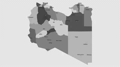 Vector map of Libya with names of cities and with borders city Stock Footage 331137087