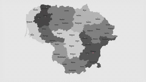 Vector map of Lithuania with names of cities and with borders city Stock Footage 330713036