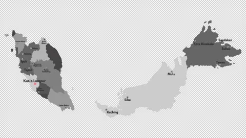 Vector map of Malaysia with names of cities and with borders city Stock Footage 331518459