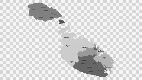 Vector map of Malta with names of cities and with borders city Stock Footage 331518084