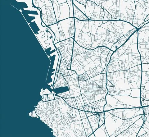 Vector map of Marseille. Street map art poster illustration. Stock Illustration