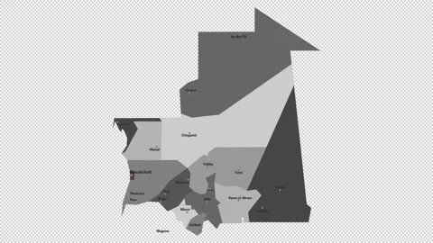 Vector map of Mauritania with names of cities and with borders city Stock Footage 330267177