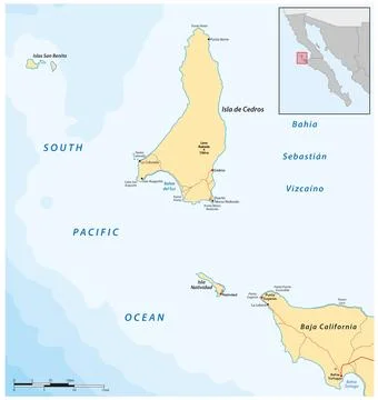 Vector map of the Mexican island of Cedros, Baja California Ilustración de archivo