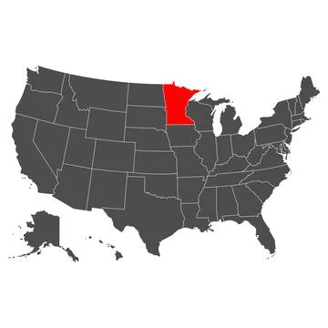 Vector map of Minnesota. High detailed illustration. Country of the United St Stock Illustration