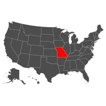 Vector map of Missouri. High detailed illustration. Country of the United Sta Stock Illustration