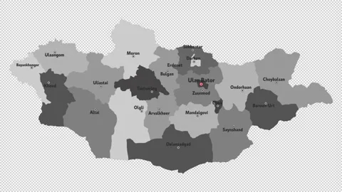 Vector map of Mongolia with names of cities and with borders city Video stock 331899438