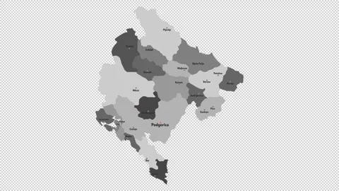 Vector map of Montenegro with names of cities and with borders city Stock Footage 331137007