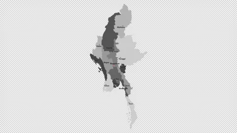 Vector map of Myanmar with names of cities and with borders city Stock Footage 331136951