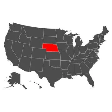 Vector map of Nebraska. High detailed illustration. Country of the United Sta Stock Illustration