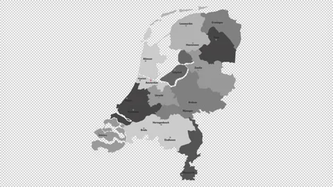 Vector map of Netherlands with names of cities and with borders city Stock Footage 329632012