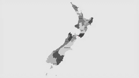 Vector map of New Zealand with names of cities and with borders city Stock Footage 331137549