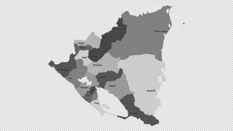 Vector map of Nicaragua with names of cities and with borders city Stock Footage 330713047