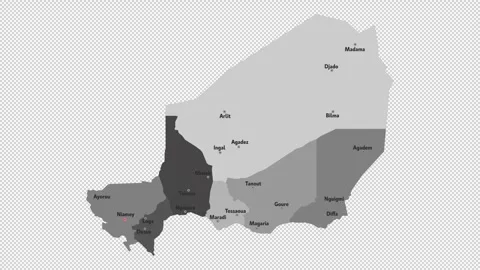 Vector map of Niger with names of cities and with borders city Stock Footage 330713045